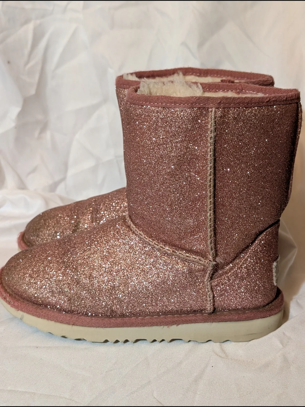 UGG Kids Pink Glitter Faux-Fur Boot